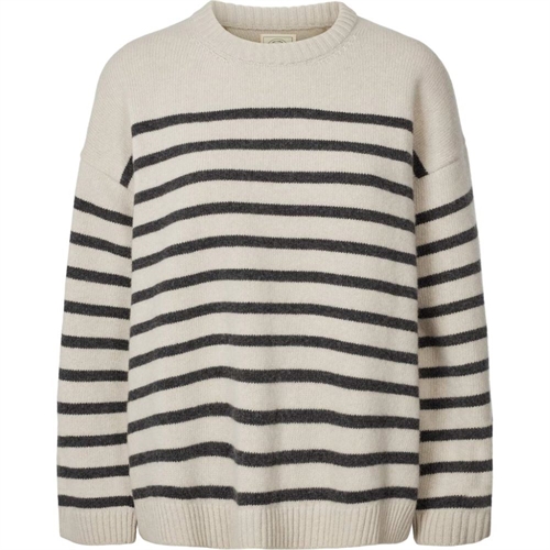 GAI + LISVA BARBERA STRIPE LAMBSWOOL JUMPER ISLAND FOSSIL/DARK GREY STRIPE